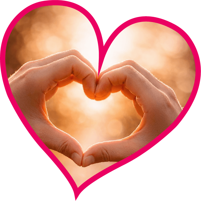 Two lovers forming a heart with their hands